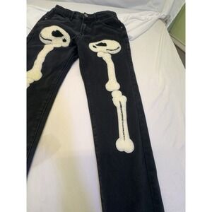 Skull Crazy Denim Jeans Black Men's Size 30  Pockets Gothic Grunge Rocker Skinny